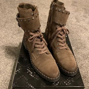 Sam Edelman Jennifer dark taupe suede combat boots NWT